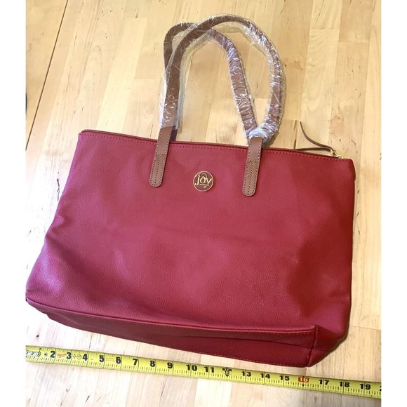 Joy Mangano Bags Joy Mangano Red Pebbled Tote Laptop Bag New Poshmark